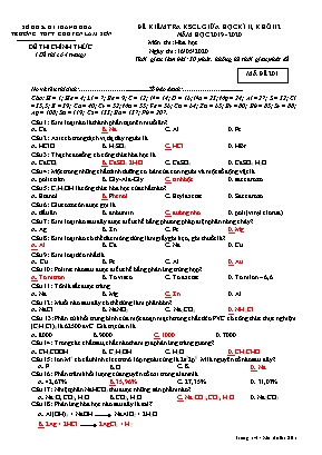 Đề kiểm tra khảo sát chất lượng giữa học kỳ II môn Hóa học Lớp 12 - Mã đề 201 - Năm học 2019-2020 - Trường THPT chuyên Lam Sơn (Kèm đáp án)
